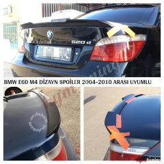 BMW E60 M4 Spoiler, Yarasa Spoyler, Eski 5.20 2004 2011, Parlak Siyah