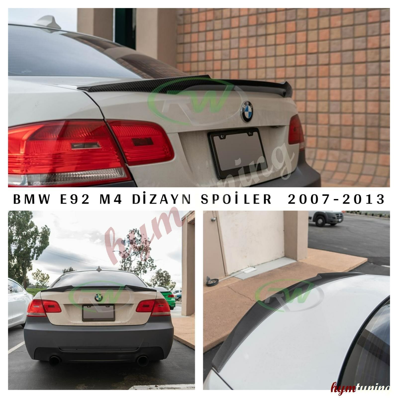 BMW 3.20 Coupe E92 M3 Yarasa Spoyler Boyasız HAM Fiberglas, Eski 3 Kasa Coupe Arka Bagaj Rüzgarlığı