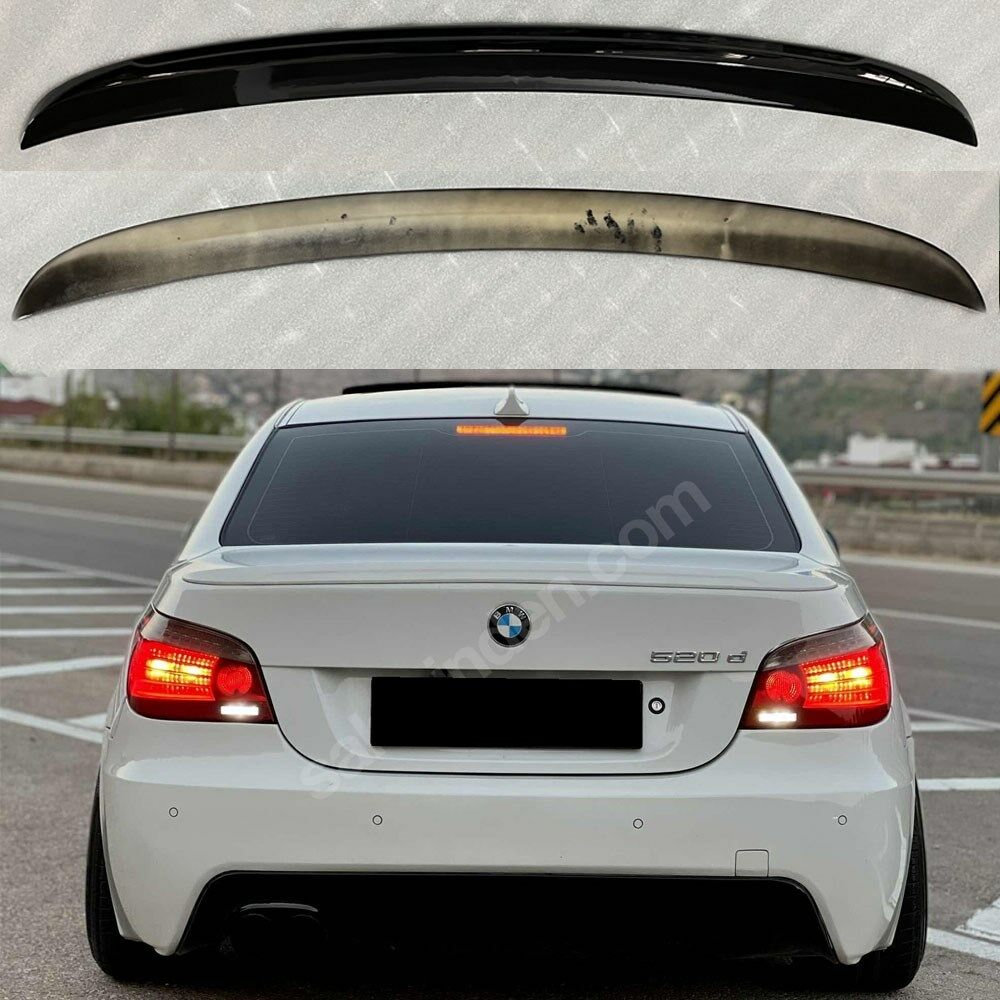 BMW E60 M5 Spoiler, ABS Plastik Eski 5.20 2004 2011, Piano Black Parlak siyah Boyalı