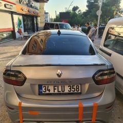 Renault Fluence M4 Spoyler, Kauçuk Esnek PVC Malzeme, Parlak Siyah Piano Black