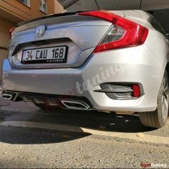 Honda Civic FC5 AMG Tip Difüzör, Piano Black Boyalı, Parlak Siyah