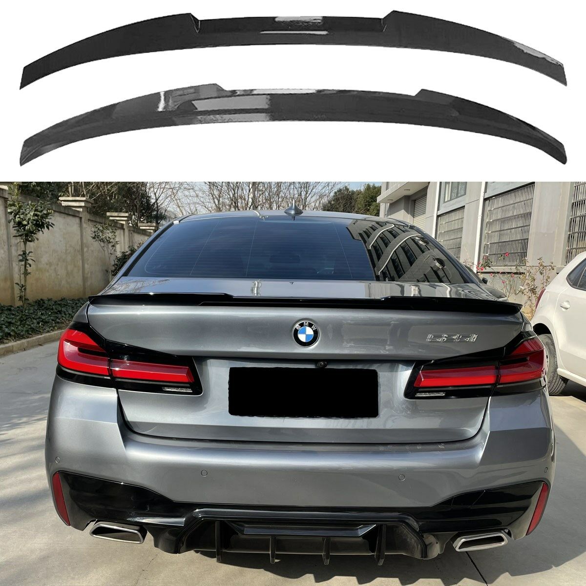 BMW 5 Serisi G30 M4 Votex Yarasa Spoiler, Yeni 520 Spoyler ABS Plastik Piano Black Parlak Siyah