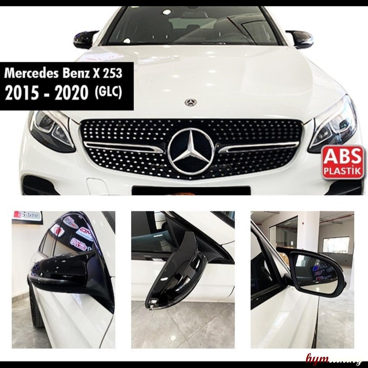 Mercedes GLC Serisi X253 Yarasa Ayna Kapağı 2015 2020, ABS Plastik Piano Black Parlak Siyah